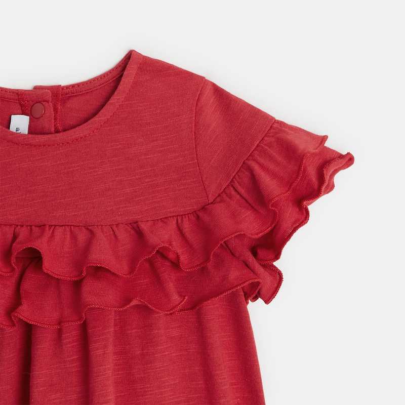Robe bébé fille rouge uni en coton bébé fille Absorba