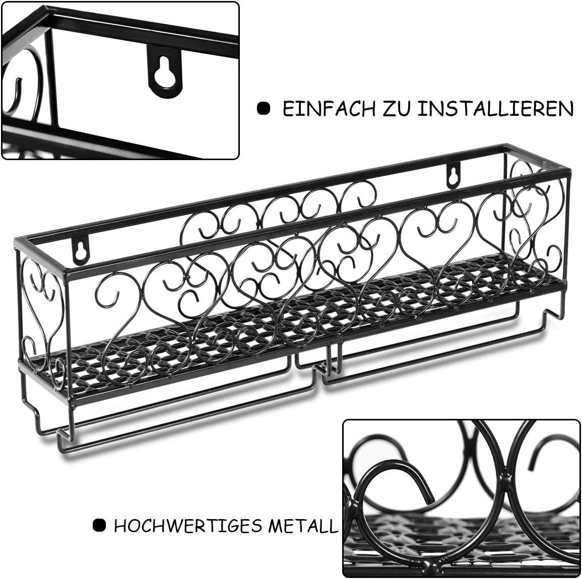 COSTWAY Weinregal, Wand, Metall, für Flaschen&Gläser, Wandregal 50x10x17cm