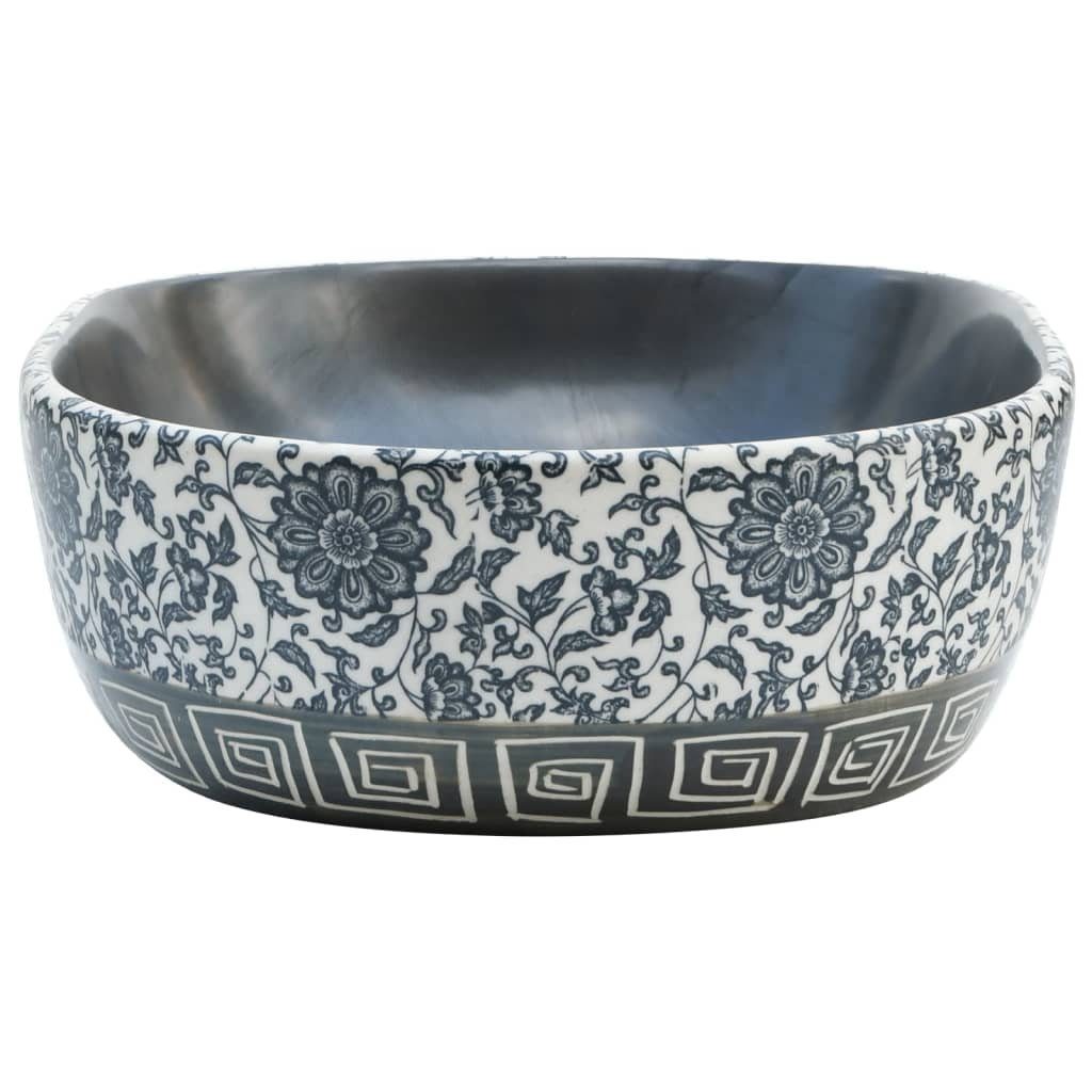 vidaXL Waschbecken Aufsatzwaschbecken Schwarz und Blau Oval 47x33x13 cm Keramik