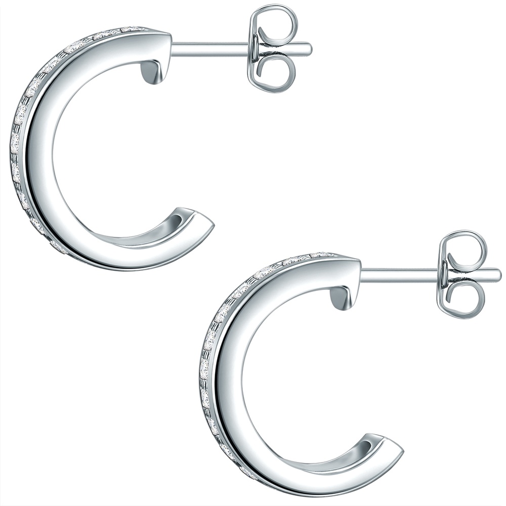 Rafaela Donata Créoles en argent Argent sterling Oxyde de zirconium (CZ) en Argent Boucles d'oreilles