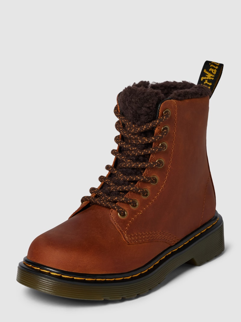 Schnürboots aus Leder mit Ziernähten Modell 'Serena' in mittelbraun