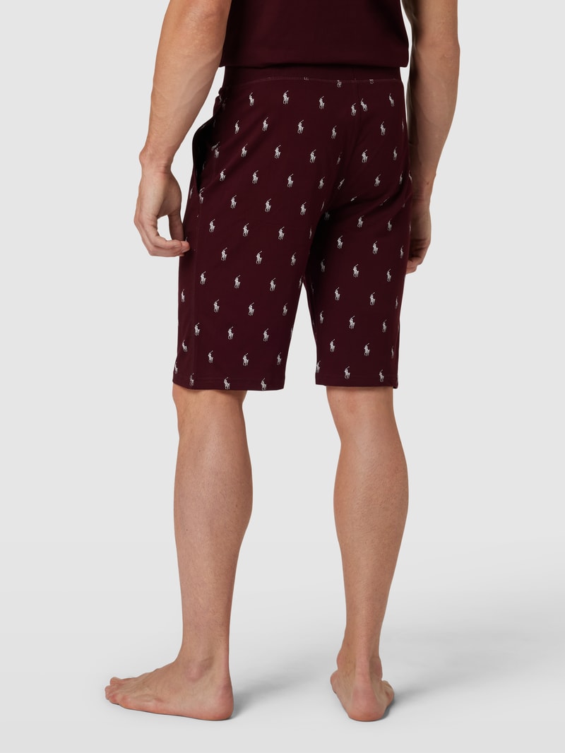 Slim Fit Sweatshorts mit Allover-Print Modell 'LIQUID in bordeaux rot