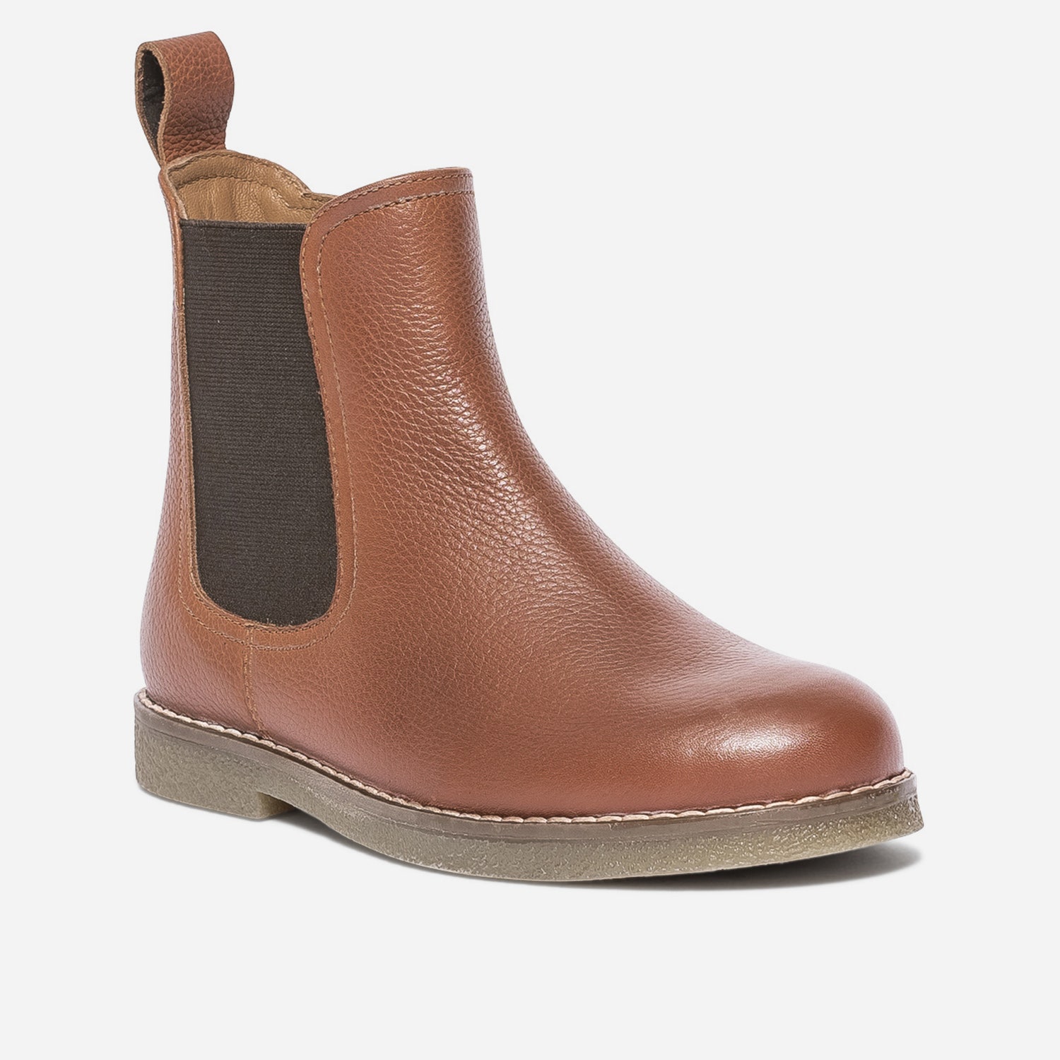 Chelsea boots camel en cuir grainé