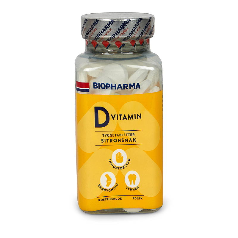 Biopharma D-vitamin 90 stk Sitron, tyggetab., Biopharma