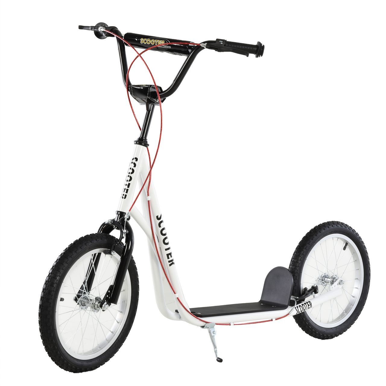 HOMCOM Tretroller Kinderroller Scooter Cityroller Luftreifen verstellbar Weiß
