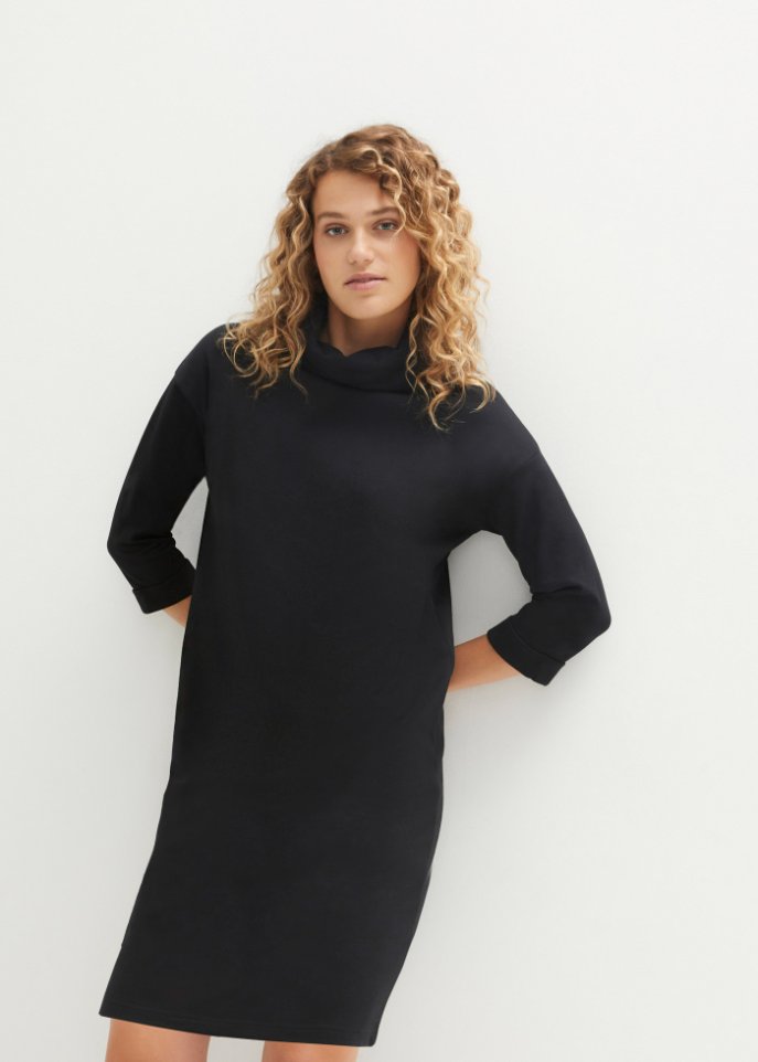 Sweatkleid mit weitem Kragen