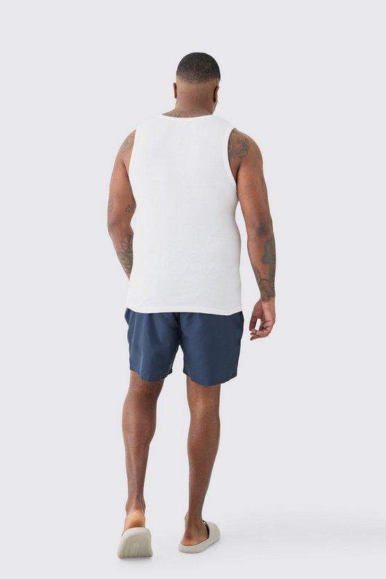 Plus mittellange Badehose mit einfarbigem Print