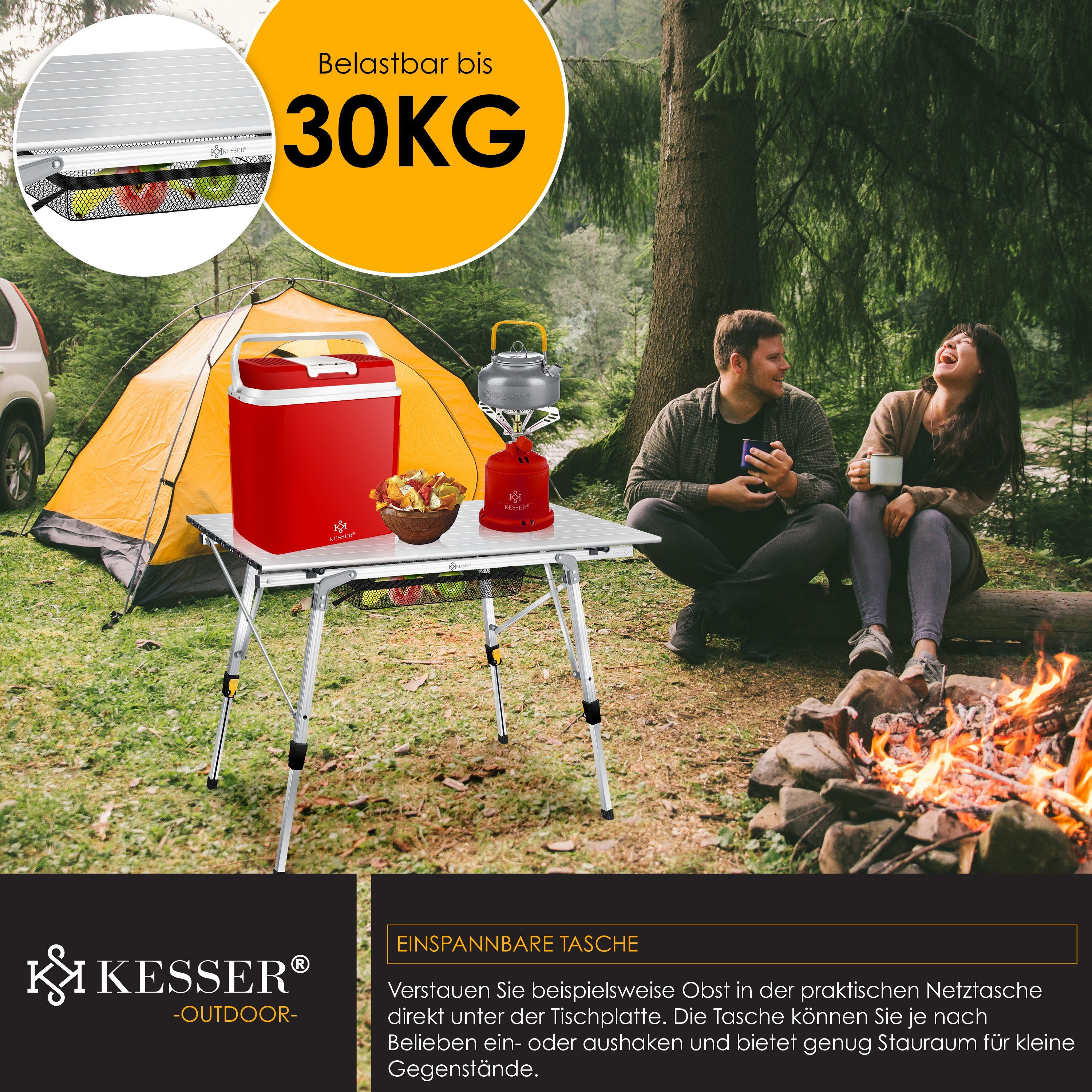 KESSER Campingtisch, Campingtisch faltbar Klapptisch Camping Tisch Aluminiumahmen