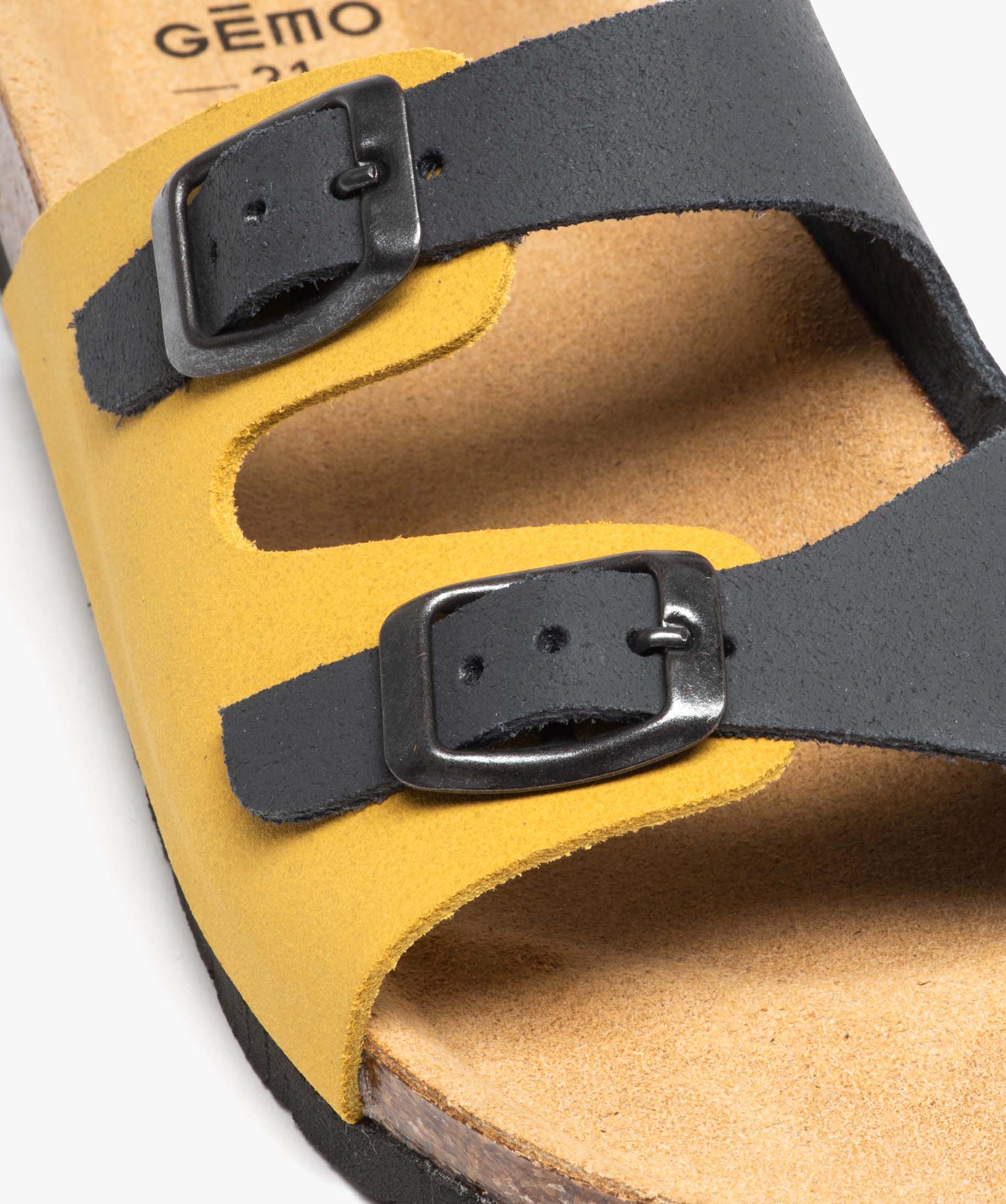 Mules Garçon bicolores en cuir suédine à double bride aju... marine | GEMO