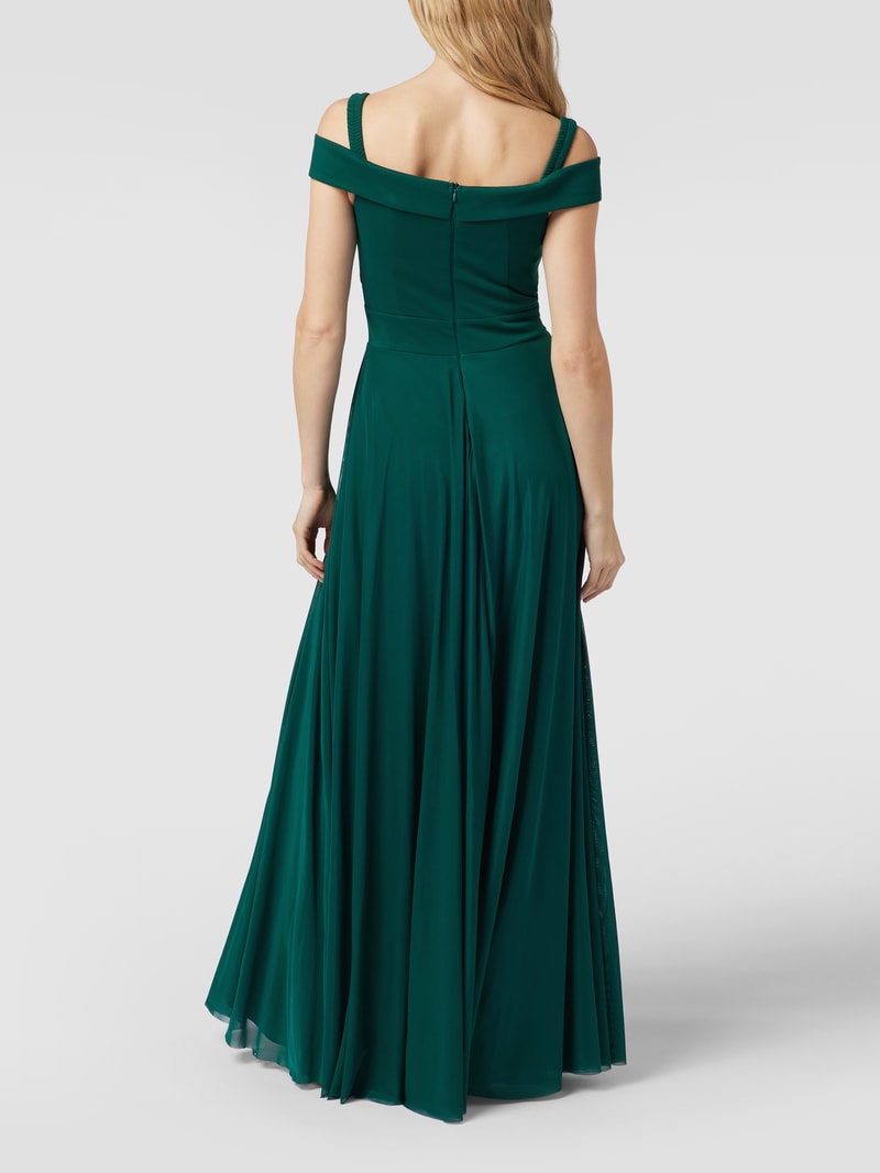 Abendkleid mit elastischen Trägern in smaragdgrün