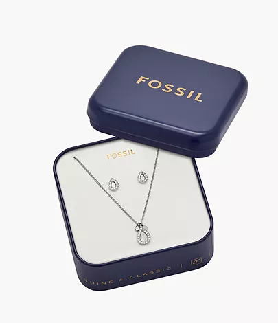 Fossil Set Kette Anhänger Ohrringe Perlmutt Edelstahl