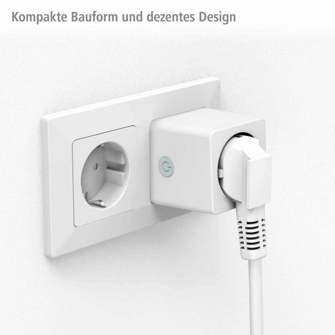 Hama WLAN-Steckdose WLAN Mini Steckdose ohne Hub 3680W, weiß, max. 3680 W, für App-und Sprachsteuerung