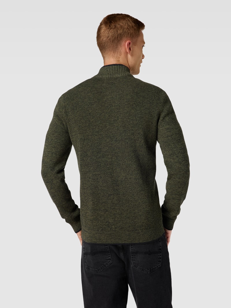 Strickjacke mit Stehkragen in khaki