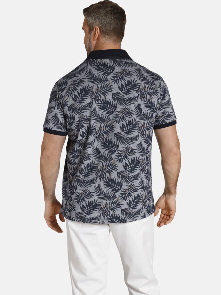 Charles Colby Poloshirt EARL ANGUS in blau gemustert günstig kaufen XXL