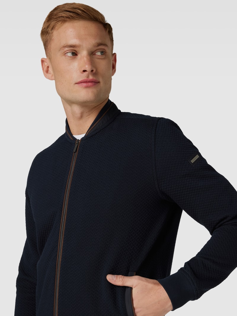 Sweatjacke mit Strukturmuster in marineblau