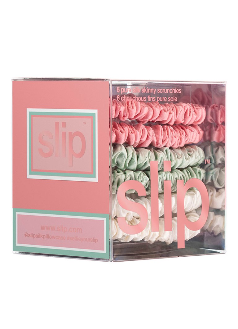 slip Core Pure Silk Skinny Scrunchies - hair elastic set of 6