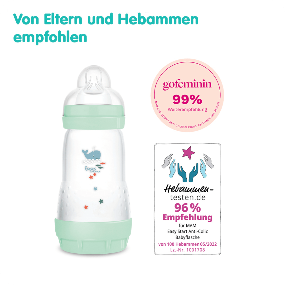 Babyflasche Easy Start Anti-Colic, mint, von Geburt an, 260 ml, 1 St