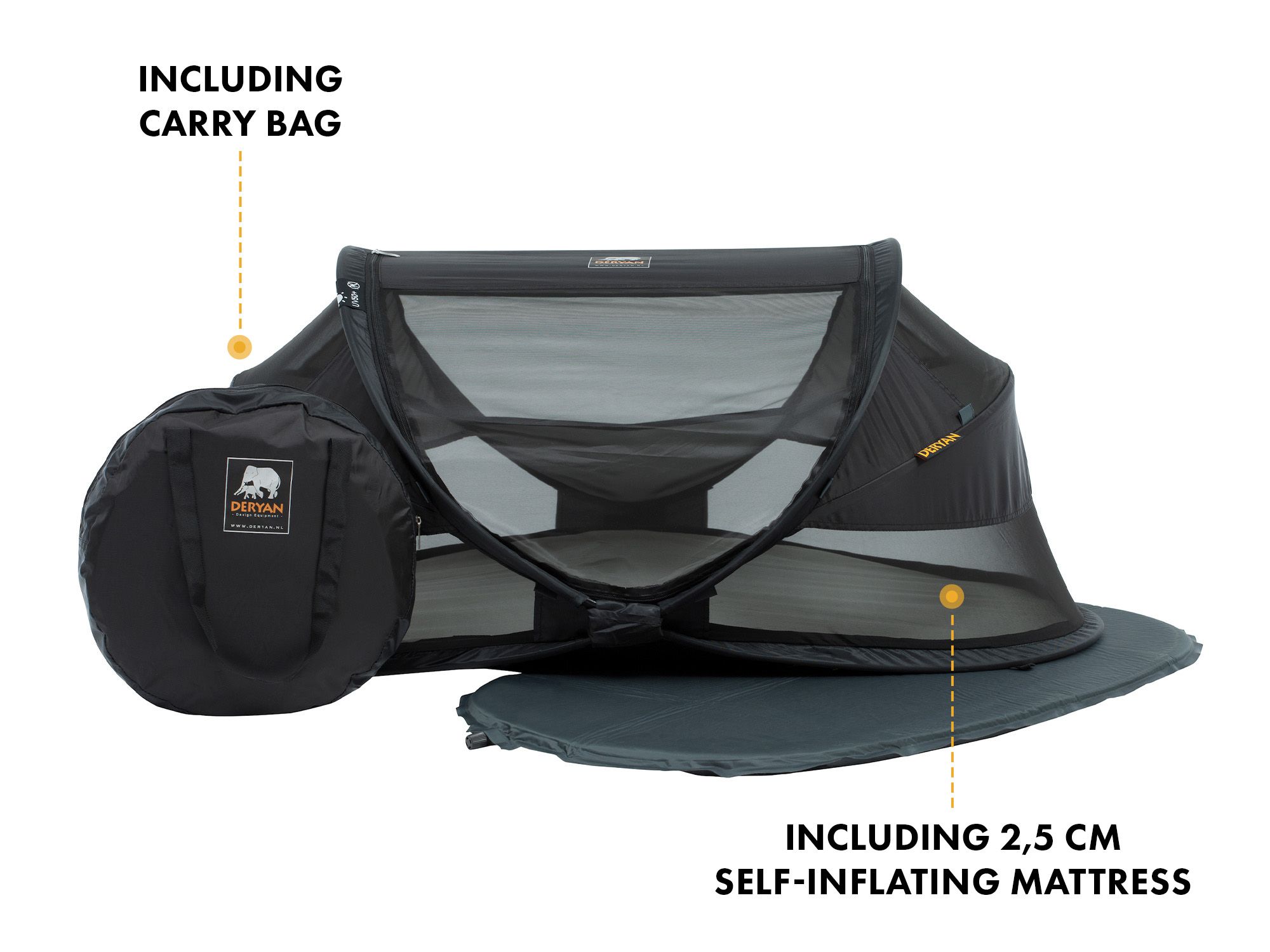 Deryan Baby Luxe Schwarz Campingbett
