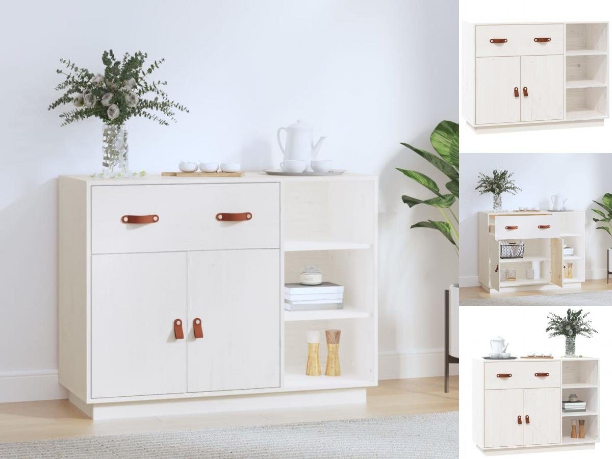 vidaXL Anrichte Sideboard Weiß 98,5x40x75 cm Massivholz Kiefer