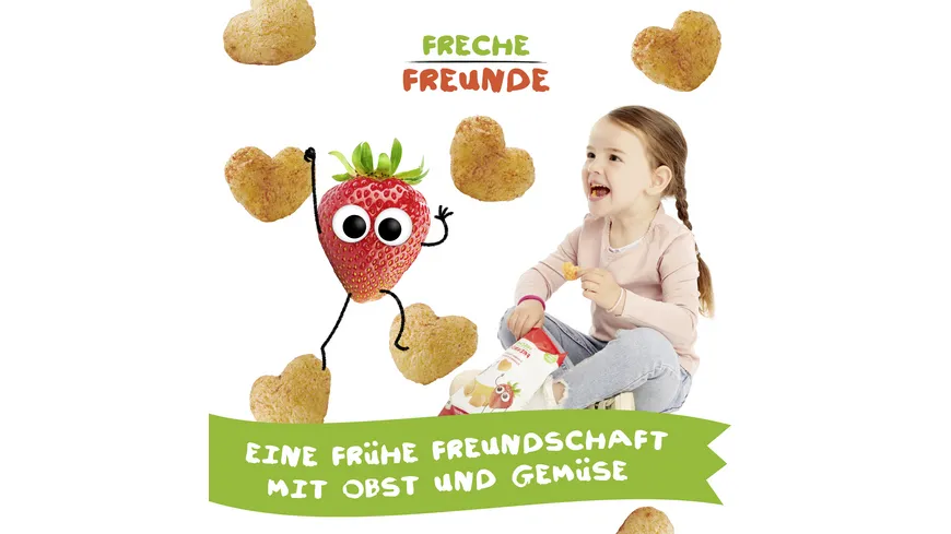 Freche Freunde Bio Knusper-Herzchen Banane & Erdbeere 30 g