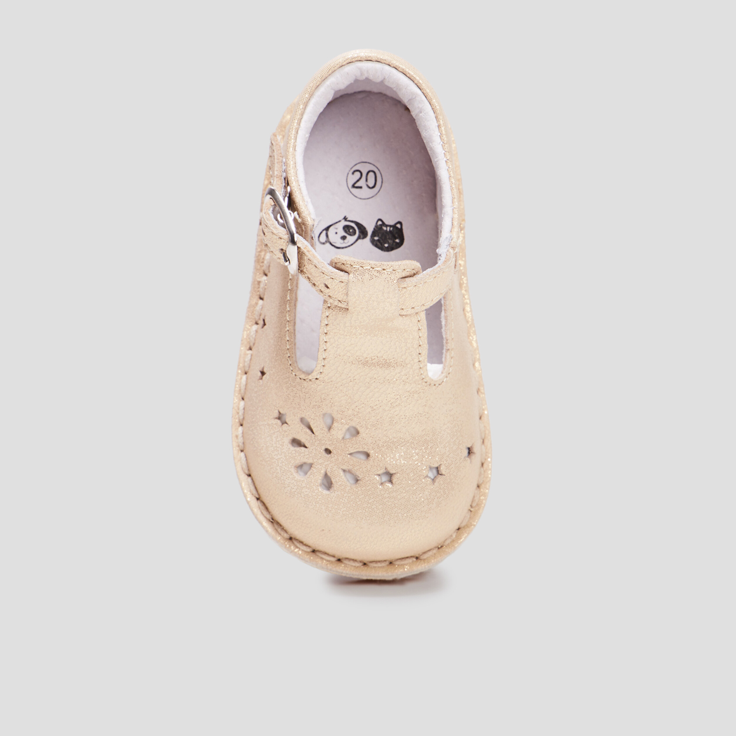 Salomés en cuir rose champagne bébé fille | La Halle