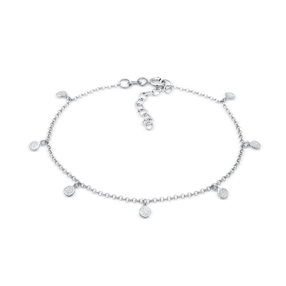 Elli Elli Bracelet Femmes plaquette pendentif Rond texturé en argent sterling 925 Bracelet