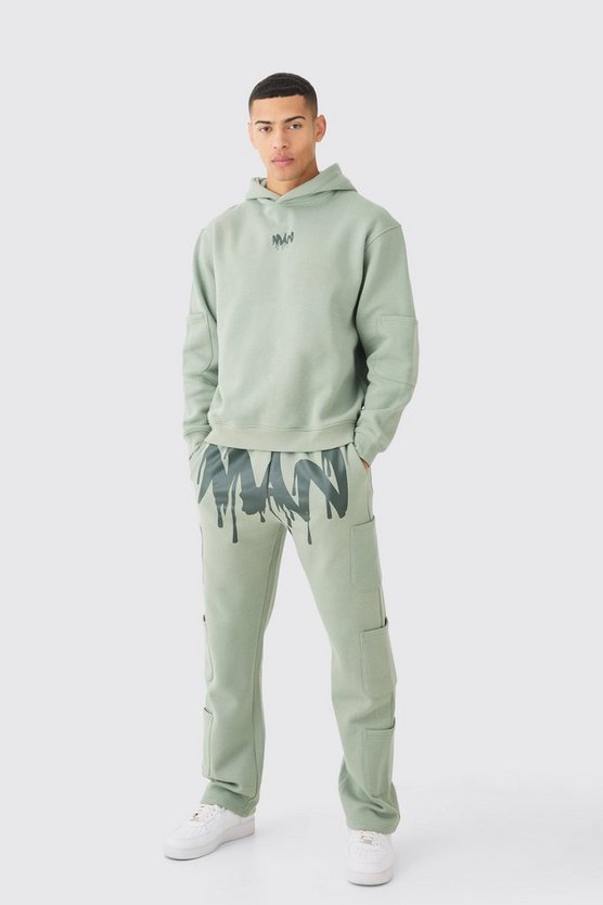 Oversize Man Trainingsanzug mit Taschen und Kapuze