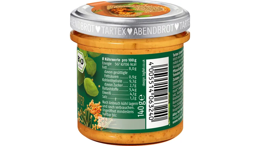 Tartex Bio Linsen Liebe Rote Linse italienische Kräuter 140 g