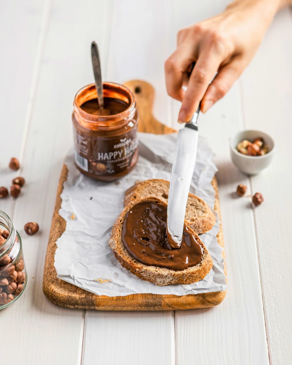 Haselnussmus, \Happy Hazel\ Feelgood Spreads, Haselnuss Kakao, 200 g