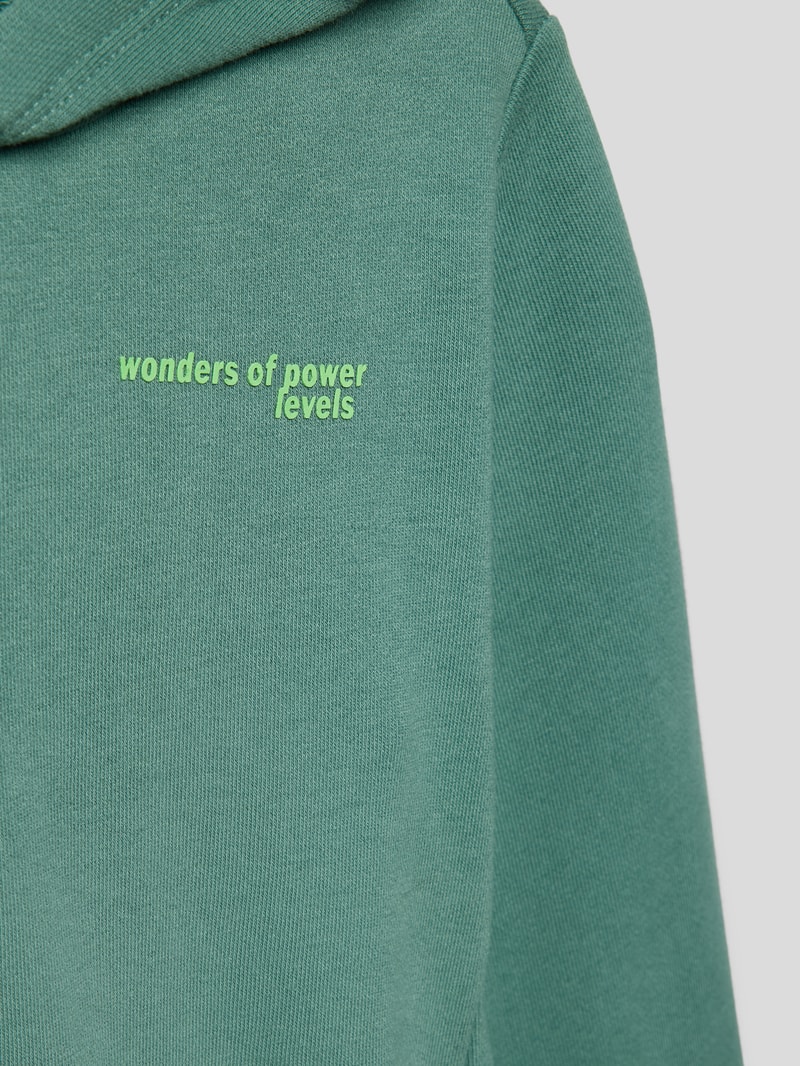 Hoodie mit Statement-Print und Eingrifftaschen in schilf