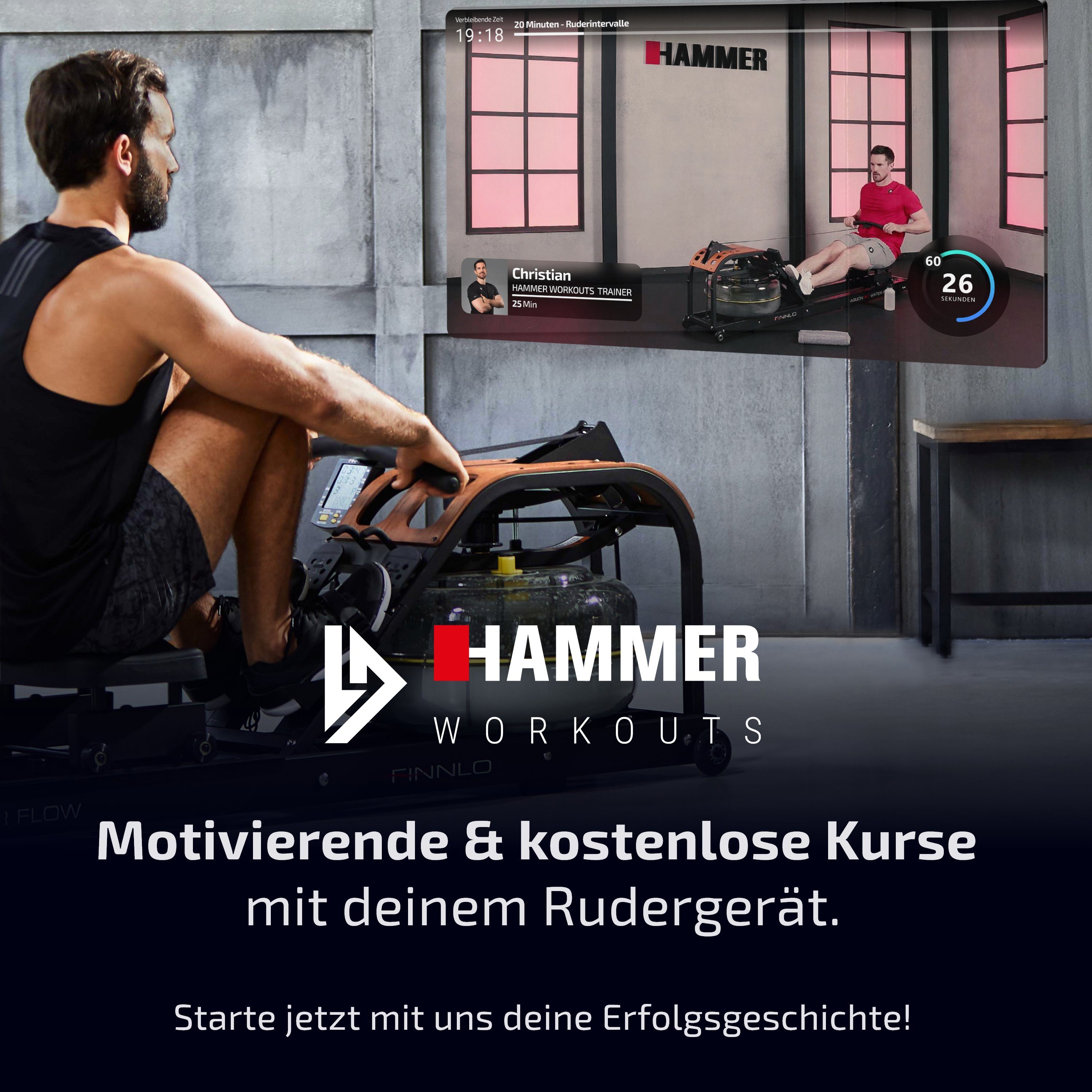 Hammer Rudergerät POWER ROWER PRO II, mit 8-facher manueller Widerstandsverstellung