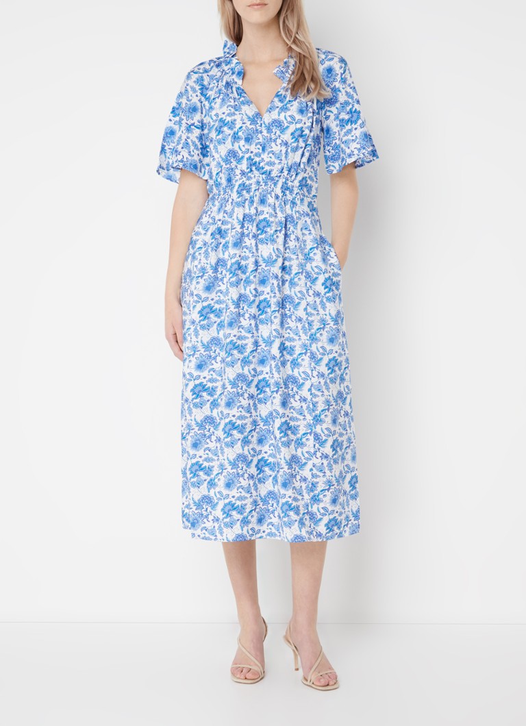 Vestido túnica midi con escote en V y estampado floral de French Connection