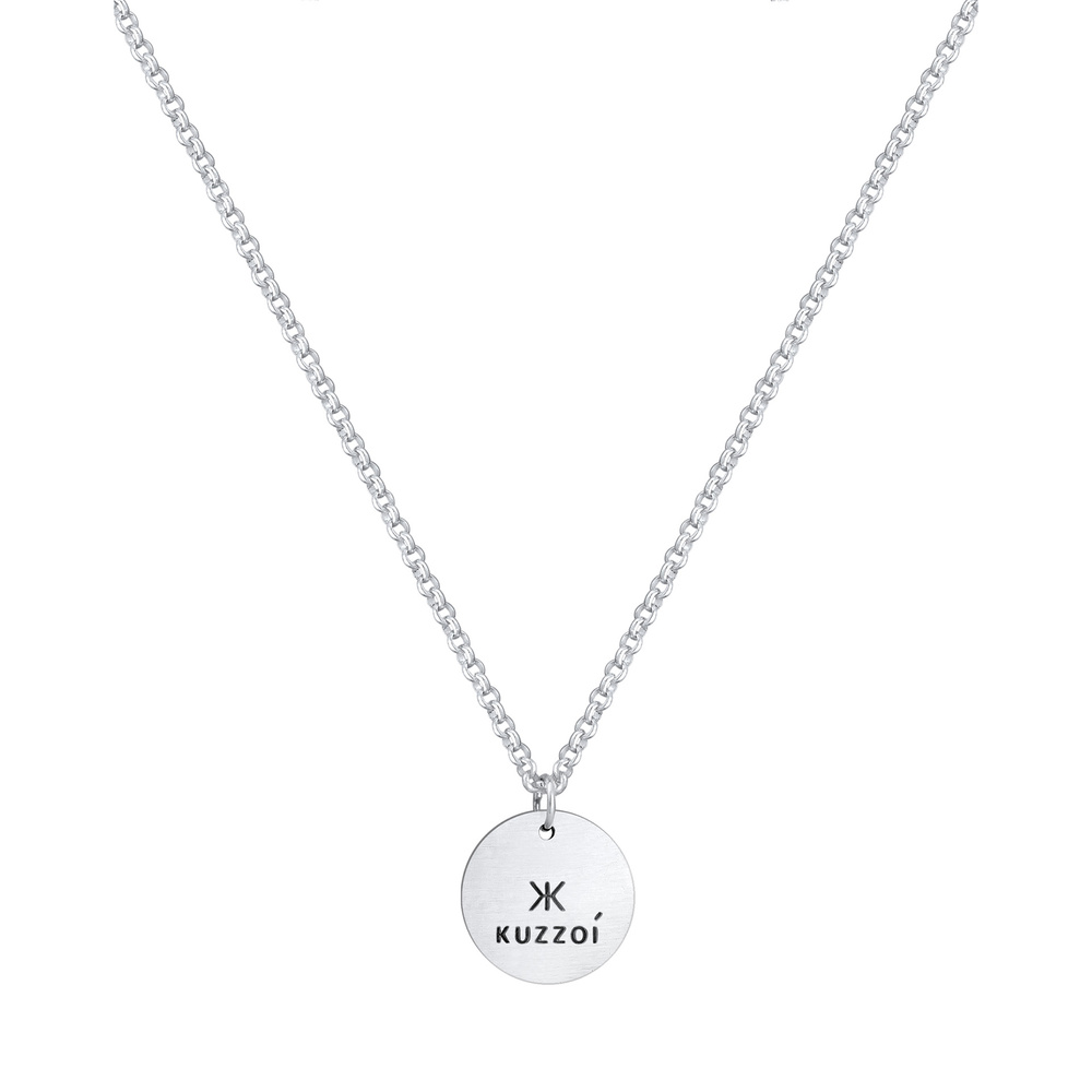 KUZZOI KUZZOI Collier Herren Erbskette Coin Massiv Logo 925 Silber Bijoux