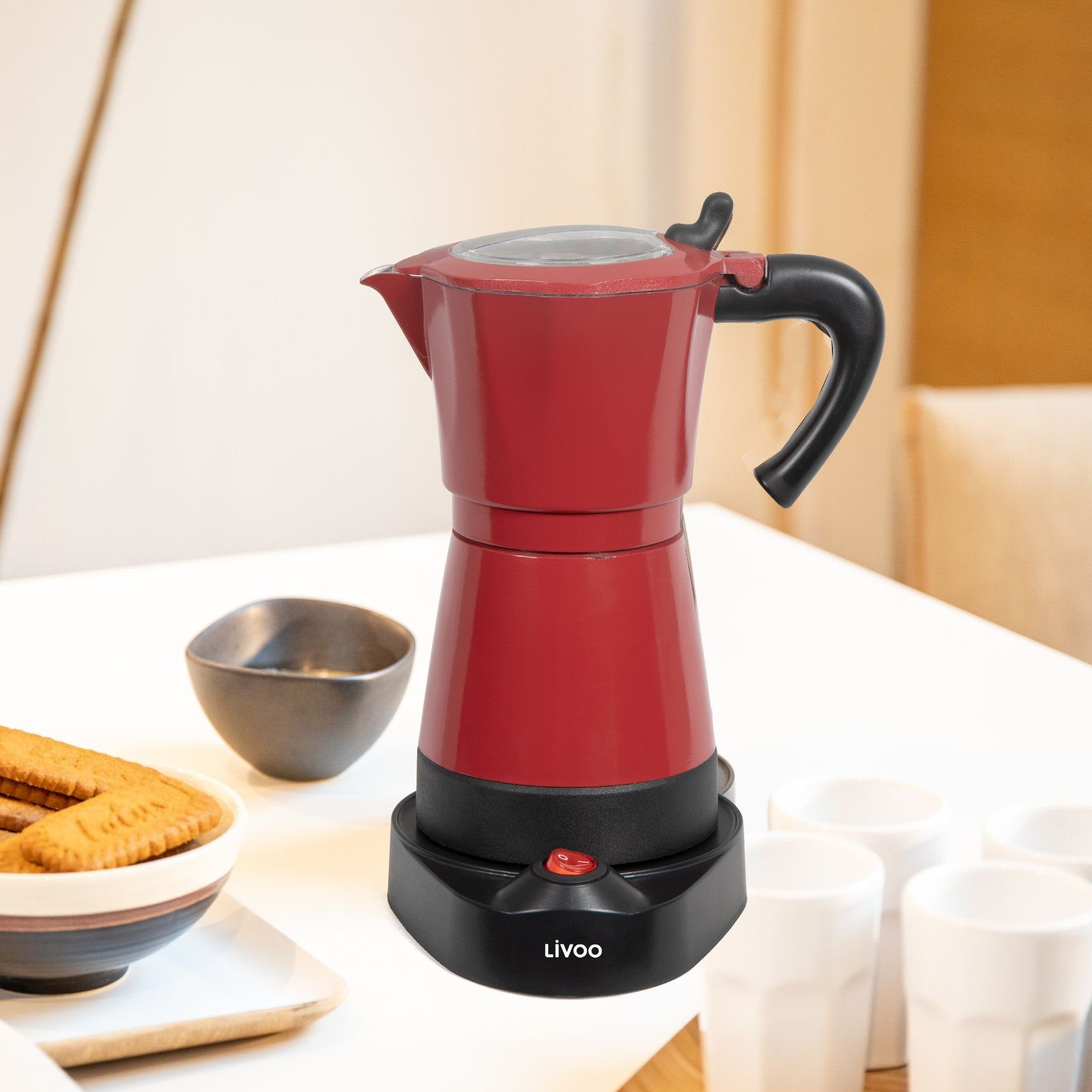 LIVOO Espressokocher LIVOO Espressokocher Elektrisch 6 Tassen Espresso Espressokanne 300ml