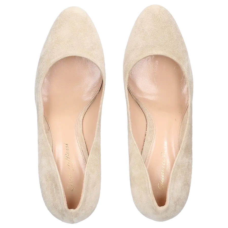 Gianvito Rossi - Plateaupumps Veloursleder beige - grau