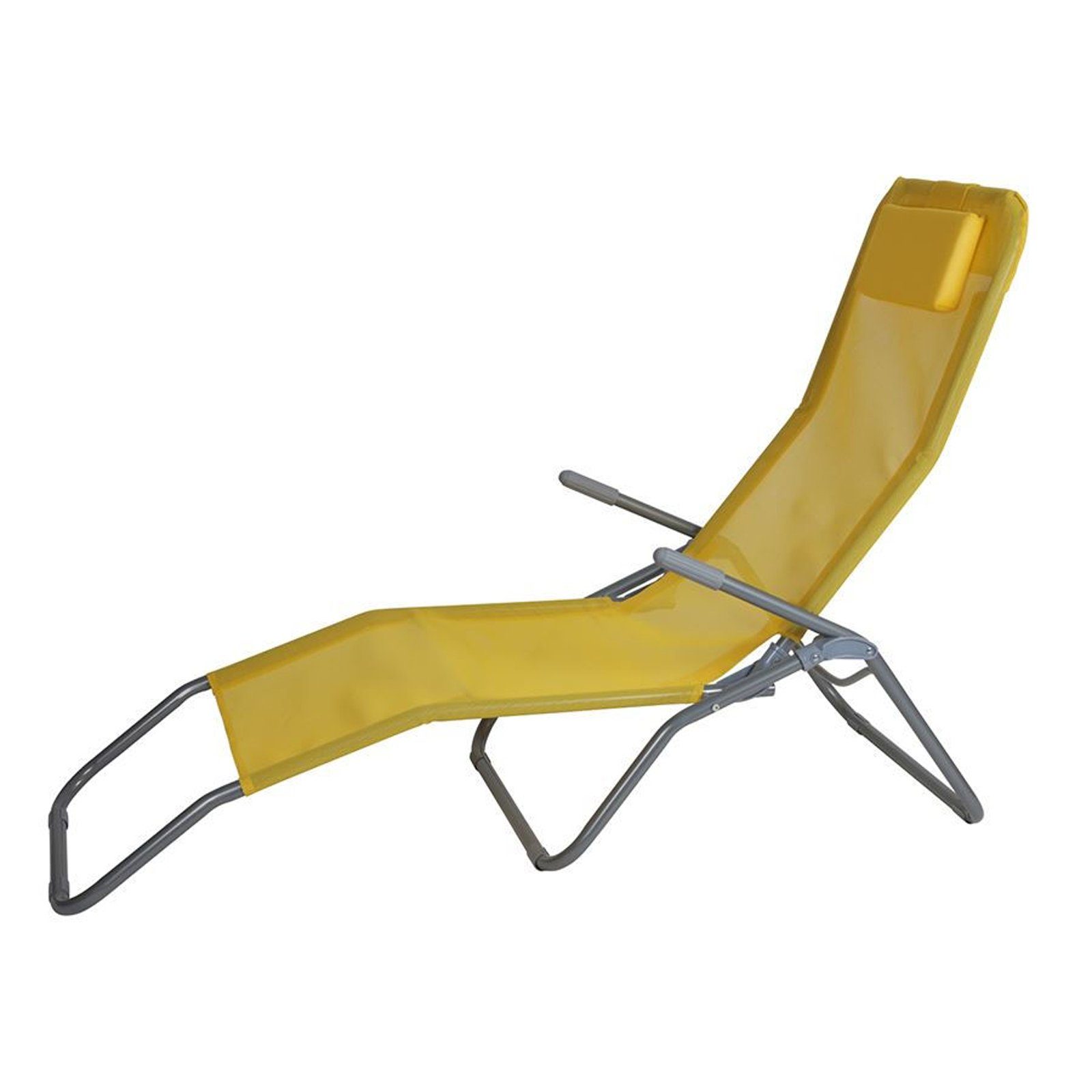 Spetebo Gartenliege Gesundheitsliege mit Kopfkissen - 190 cm / gelb