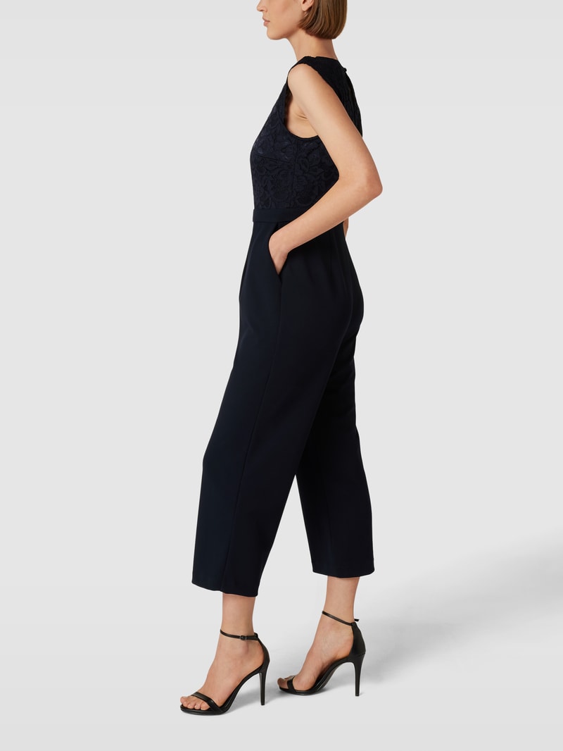 Jumpsuit aus Spitze in marineblau meliert