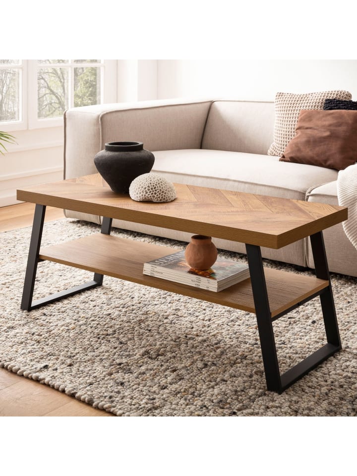 KADIMA DESIGN Couchtisch 100x40x41 cm Sofatisch mit Fischgrät-Muster, Design günstig kaufen onesize