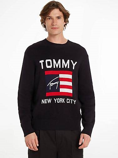 TOMMY-JEANS Herren Sweatshirt ATHLETIC FLAG SWEATER Relaxed Fit