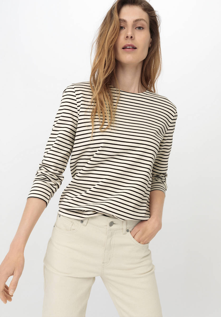 Langarm-Ringelshirt aus reiner Bio-Baumwolle