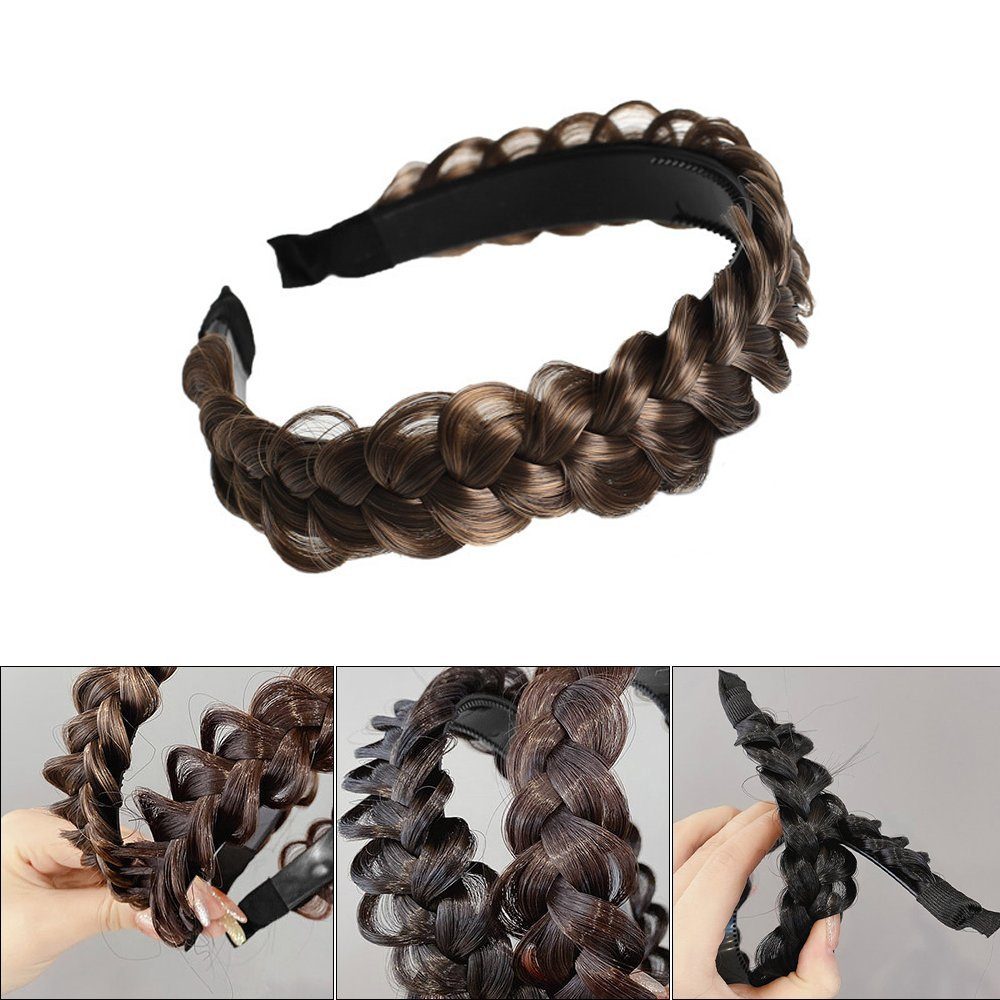 Opspring Haarband Haarreifen Zopf Geflochten Haarteil Haarband Kopfschmuck Haarschmuck