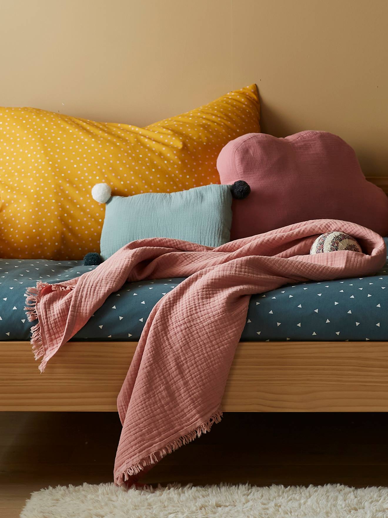 Couverture en gaze de coton bio caramel