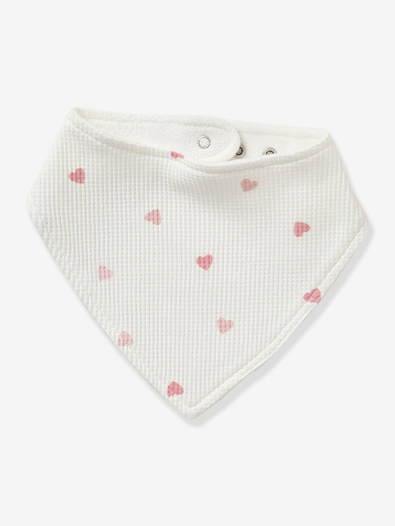 Lot de 3 bavoirs bandanas en nid d'abeille imprimé coeurs