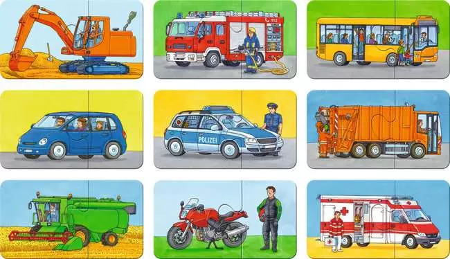 Kinderpuzzle ab 2 Jahren - Einsatzfahrzeuge - 2 Teile