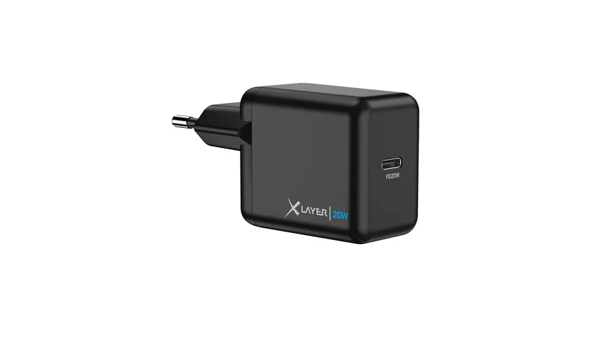XLayer Ladegerät Single USB Typ C PD 20W Schwarz