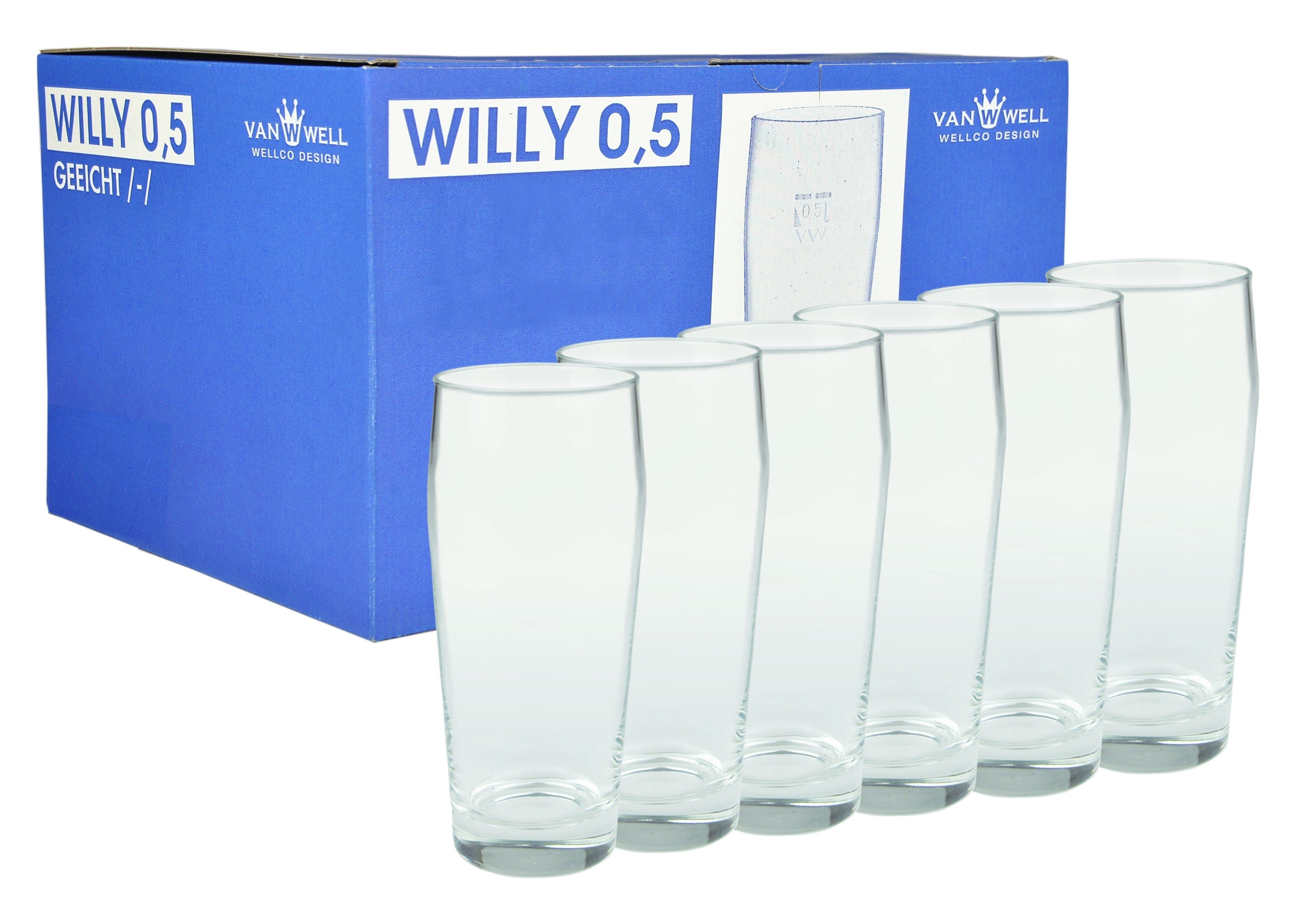 van Well Bierglas 6er Set Bierglas Willibecher 0,5l geeicht