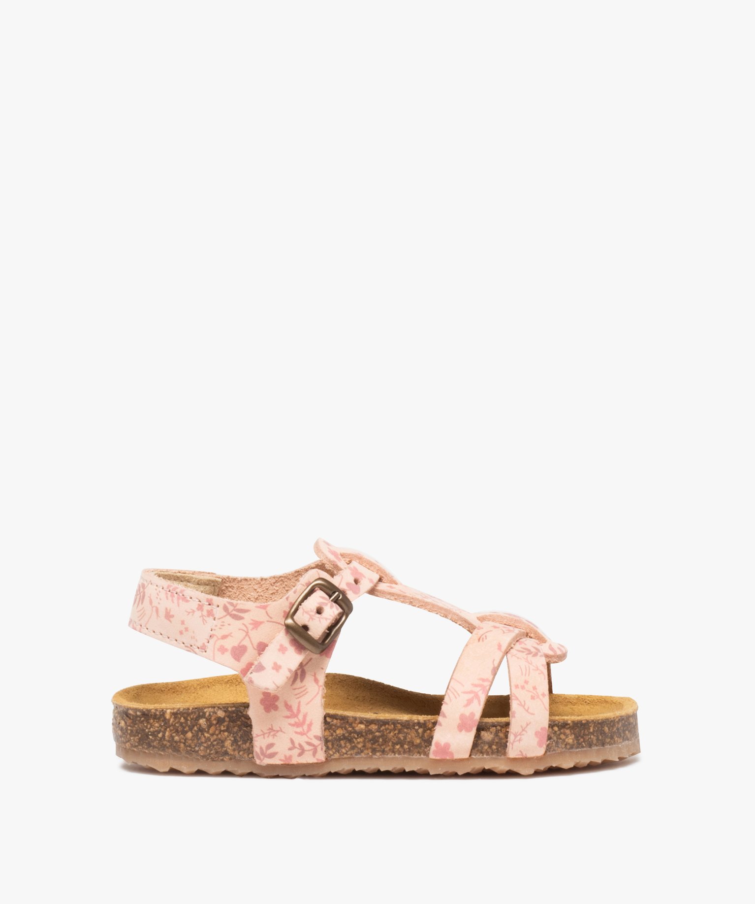 Sandales bébé fille dessus cuir à motif fleuri - NA! rose | GEMO