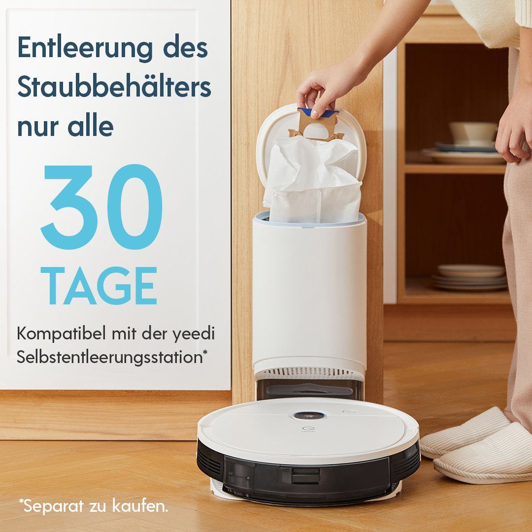 YEEDI Nass-Trocken-Saugroboter aus ECOVACS, Vac 2 Pro, 2-in-1 Saug und Wisch, 240 min Laufzeit, 40 W, beutellos, App-/Sprachsteuerung, 3D Hinderniserkennung, Oszillation-Wischfunktion