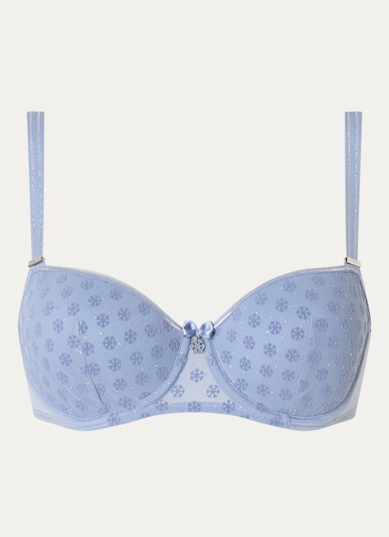 Sutien balconette Marlies Dekkers cu imprimeu cu fulgi de zăpadă și cristale.