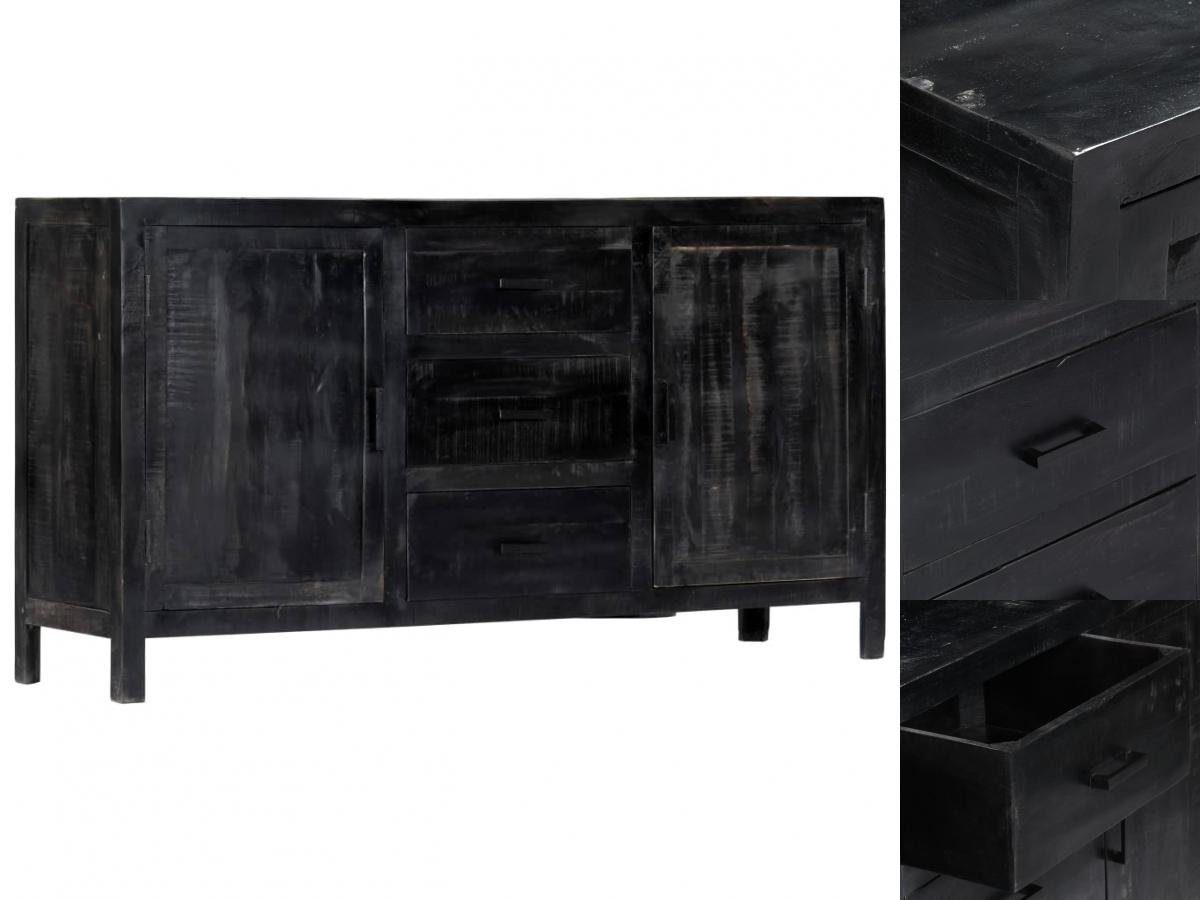 vidaXL Anrichte Sideboard Schwarz 147 x 40 x 80 cm Massivholz Mango